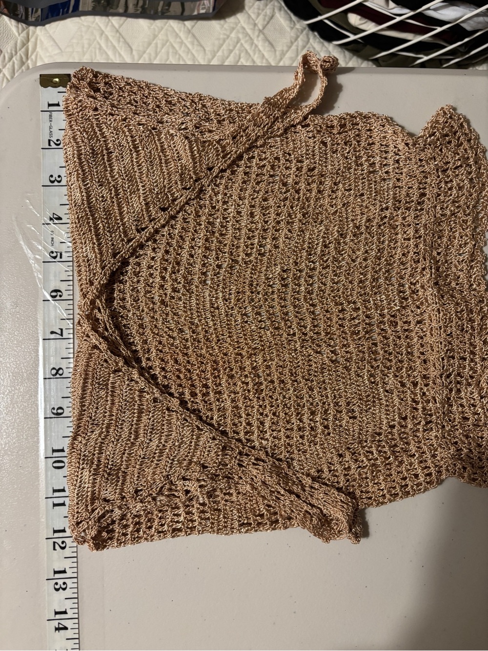 Vintage Cottagecore Crochet Tank Size Extra Small Pink Concert Open Knit Boho - Picture 3 of 4